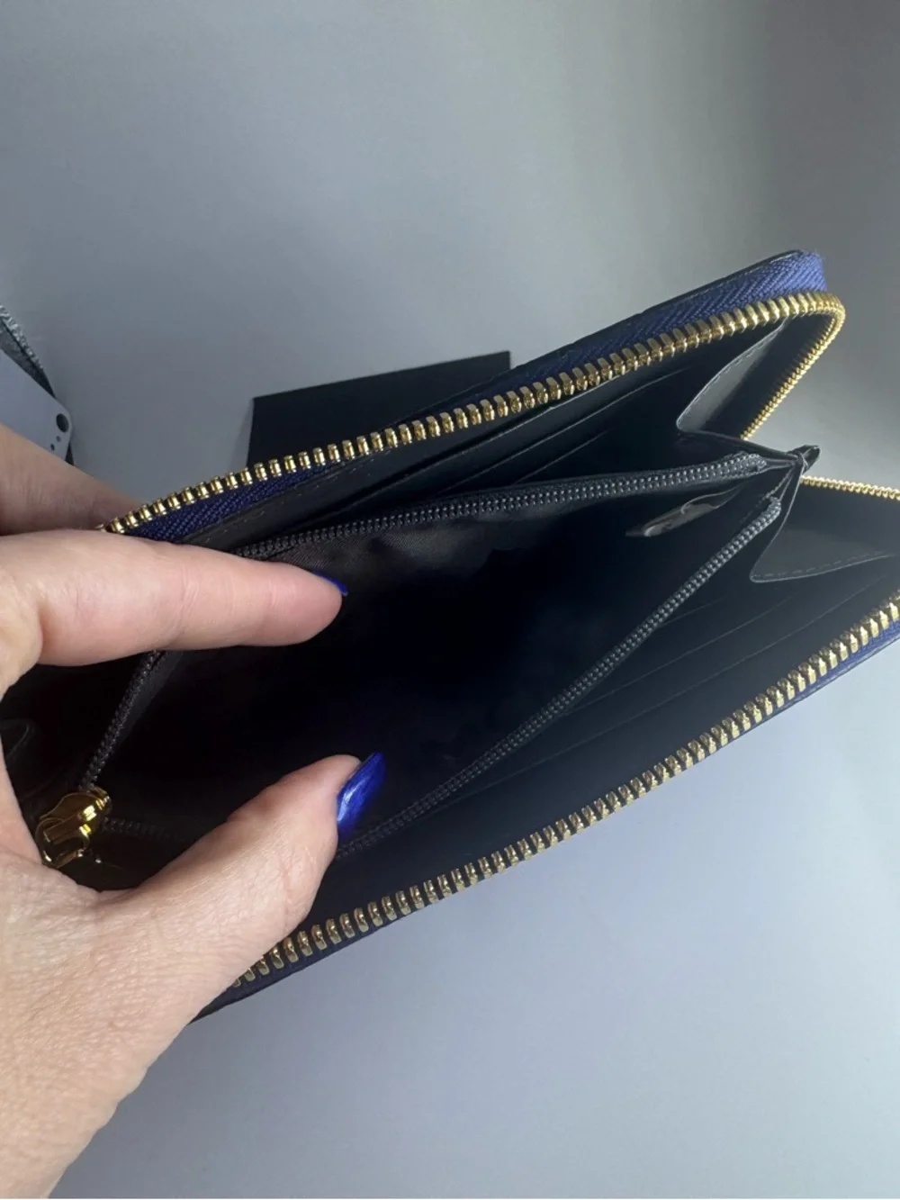 MCM Long Wallet Zip Blue Croc Leather Gold Hardware Continental Wallet Authentic - Picture 10 of 14